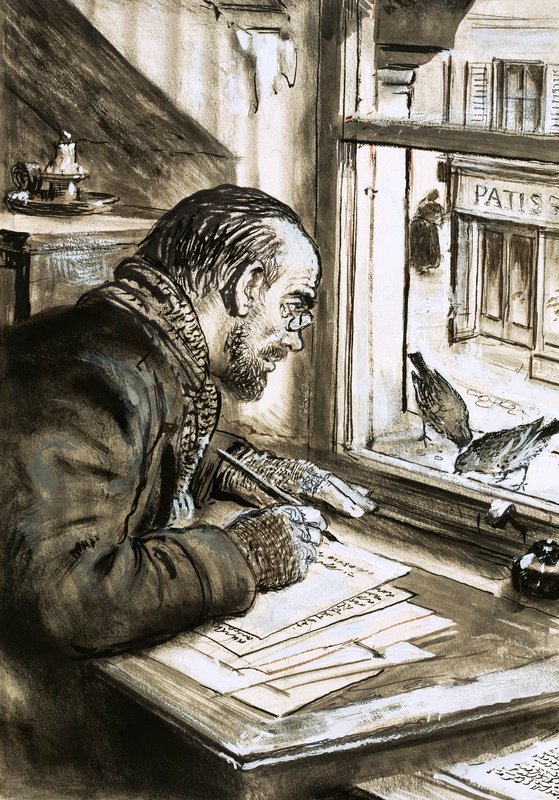 Kelimelerin Savaşçısı, Emile Zola (kağıt üzerine guaj) by C.L. Doughty
