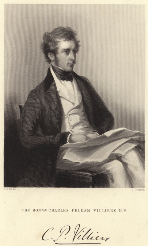 Saygıdeğer Charles Pelham Villiers, MP (gravür) by C. A. du Val and Co.