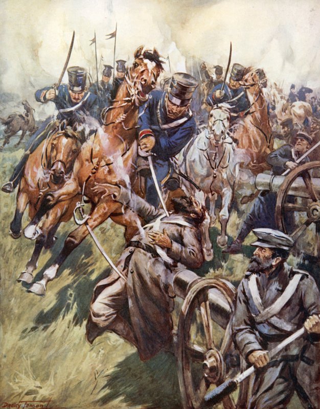"Sabre-Stroke Shatter'd and Sunder'd'den Cossack and Russian Reel'd" (renkli lito) by C. Dudley Tennant