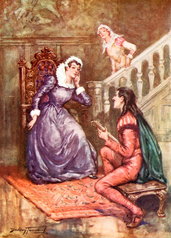 David Rizzio: Bir kraliçenin beğenisini kazanan müzisyen (renkli litho) by C. Dudley Tennant