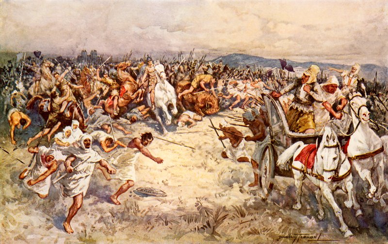 Issus savaşı (renkli litho) by C. Dudley Tennant