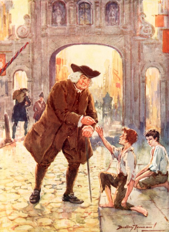 Büyük Dr. Johnson ve mütevazi arkadaşı (renkli lito) by C. Dudley Tennant