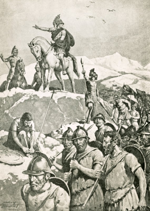 Güçlü İskender'in (litho) ileriye doğru taraması by C. Dudley Tennant