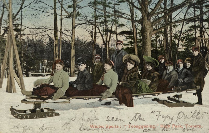 Kızakla kayma, High Park, Toronto, Kanada (renkli fotoğraf) by Canadian Photographer