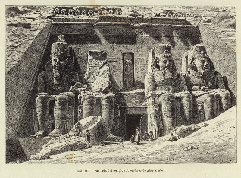 Mısır - Abu Simbel yeraltı tapınağının cephesi by Carl Friedrich Heinrich Werner