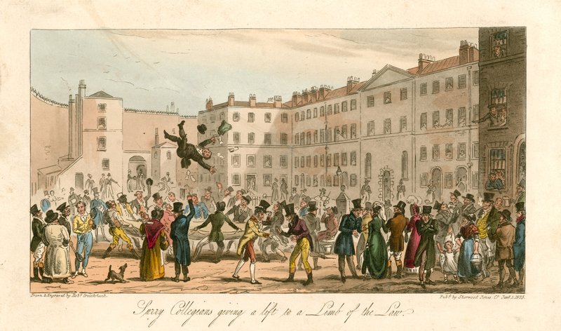 Hukukun bir ayağını kaldıran kolejliler by Carl Georg Adolph Hasenpflug