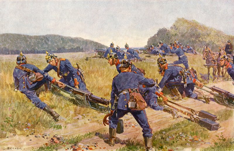 Bavyera makineli tüfek şirketi bir pozisyon oluşturuyor (renkli taş) by Carl Ludwig Friedrich (after) Becker