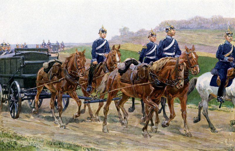 Alman Ordusu ikmal sütunu yürüyüşte (renkli taş) by Carl Ludwig Friedrich (after) Becker