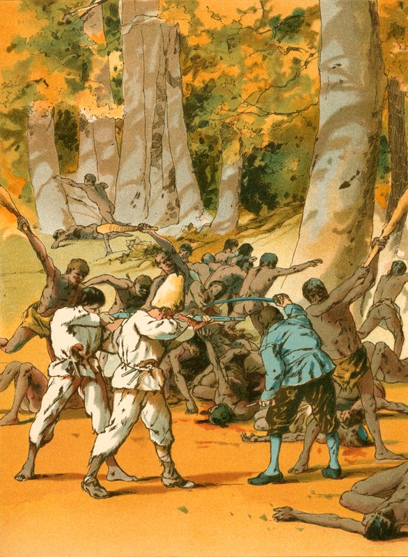 Robinson Crusoe için kanlı bir çatışma by Carl Marr