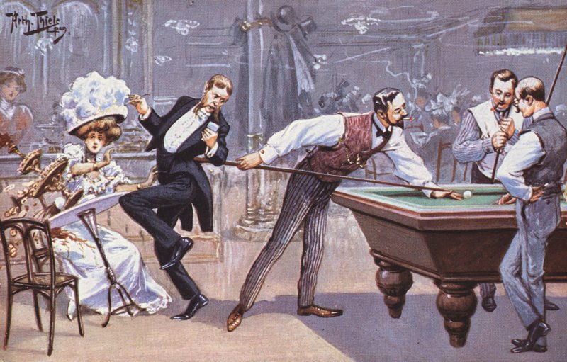Bilardo salonundaki komik sahne (renkli taş) by Carl Robert Arthur Thiele