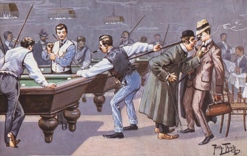 Bilardo salonunda komik sahne by Carl Robert Arthur Thiele