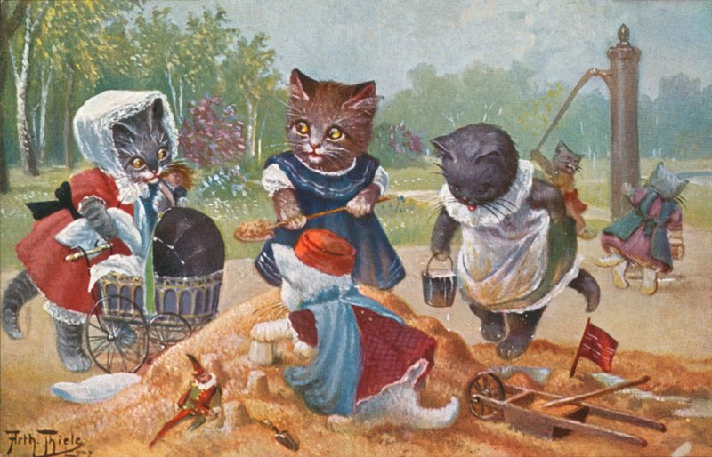 Esprili kedi kartpostalı (renkli litho) by Carl Robert Arthur Thiele