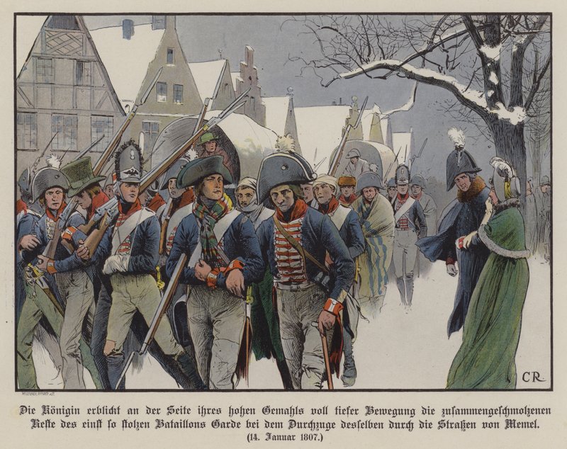 Prusya ordusunun geri kalanı, Memel sokaklarında Kral III. by Carl Röchling