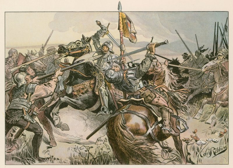 Albert Achilles in battle against Nuremberg in 1449.  by Carl Rohling