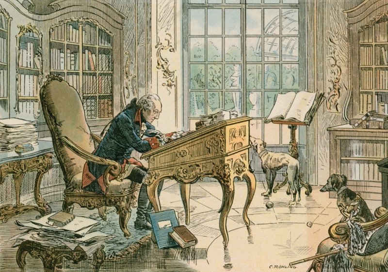 Frederick the Great (1712-1786) in his study  by Carl Rohling