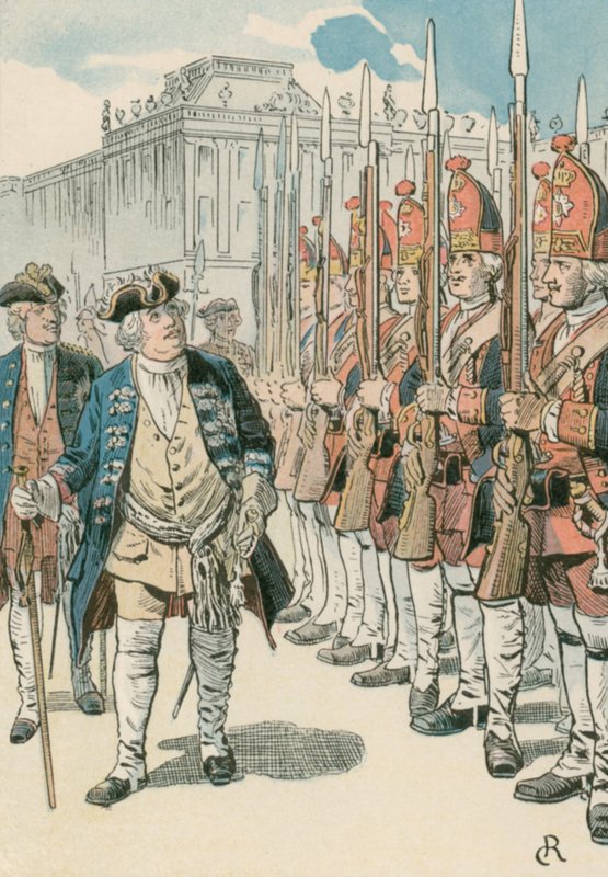 Friedrich Wilhelm I (1657-1713) with the Lange Kerls  by Carl Rohling