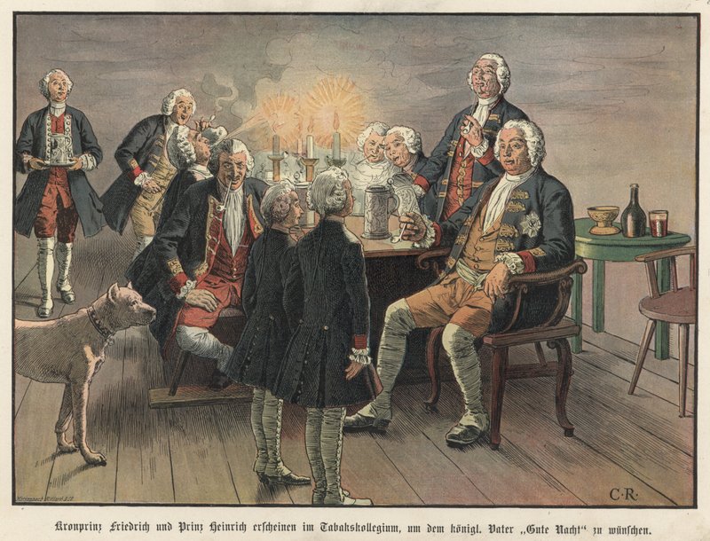 Veliaht Prens Frederick ve Prusya Prensi Henry babaları krala iyi geceler diliyor by Carl Röchling