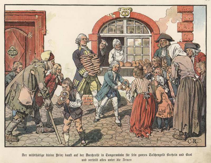 Prusya Veliaht Prensi Frederick fakirlere ekmek veriyor by Carl Röchling