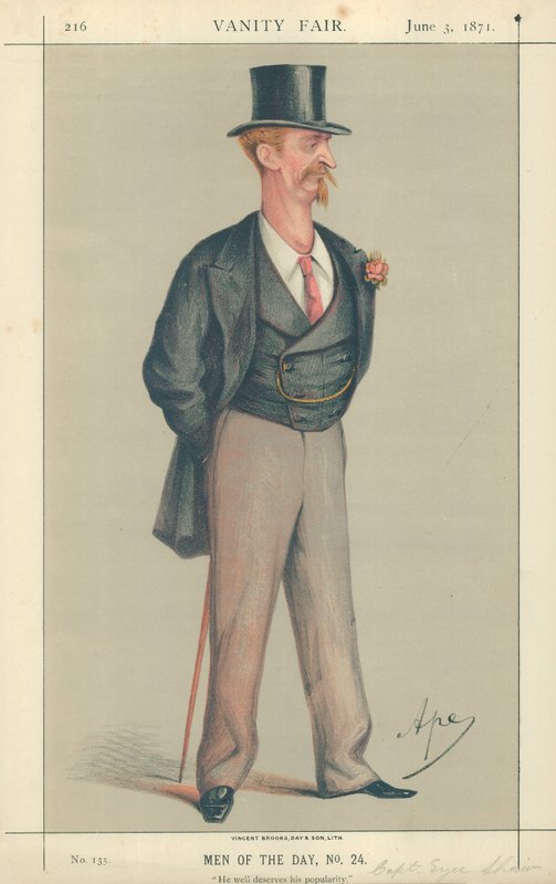 Kaptan Eyre Shaw, Popülaritesini fazlasıyla hak ediyor, 3 Haziran 1871, Vanity Fair çizgi filmi by Carlo Pellegrini