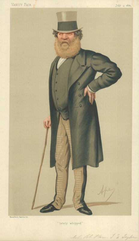 Albay Sağ Hon Thomas Edward Taylor, Son zamanlarda çırpılmış, 4 Temmuz 1874, Vanity Fair karikatürü by Carlo Pellegrini