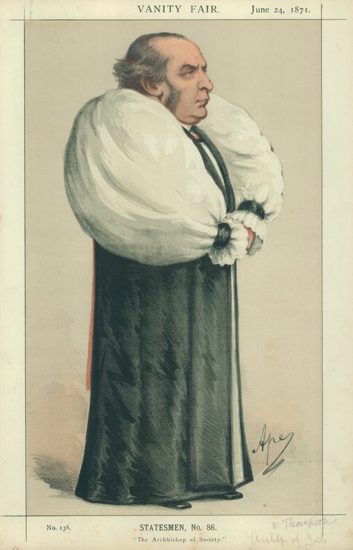 Dr Thomson, The Archbishop of York, The Archbishop of Society, 24 Haziran 1871, Vanity Fair karikatürü by Carlo Pellegrini