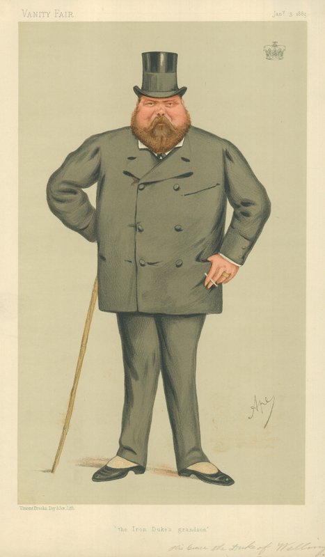 Ekselansları Wellington Dükü, Demir Dük'ün Torunu, 3 Ocak 1885, Vanity Fair karikatürü by Carlo Pellegrini