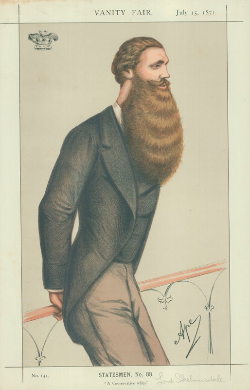 Lord Skelmersdale, Muhafazakar Bir Kırbaç, 15 Temmuz 1871, Vanity Fair karikatürü by Carlo Pellegrini