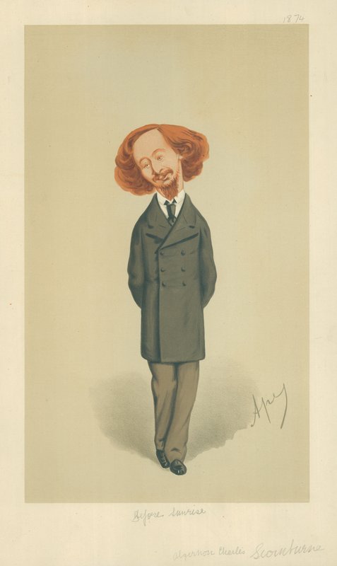 Bay Algernon Charles Swinburne, Güneş doğmadan önce, 21 Kasım 1874, Vanity Fair karikatürü by Carlo Pellegrini