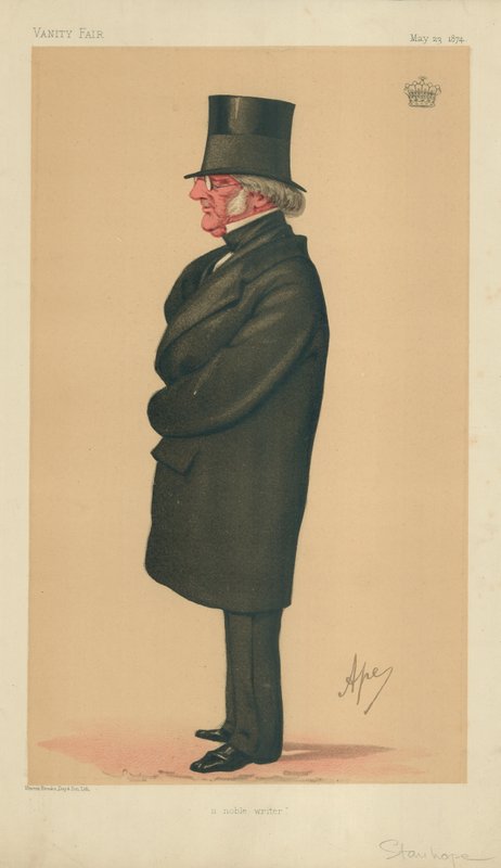 Philip-Henry Stanhope Stanhope, Soylu Bir Yazar, 23 Mayıs 1874, Vanity Fair karikatürü by Carlo Pellegrini