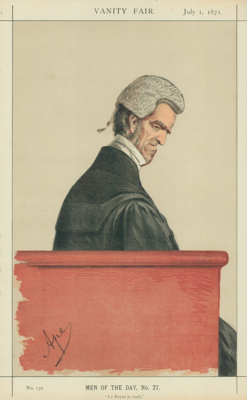Sir John George Shaw-Lefevre, La Reyne le veult, 1 Temmuz 1871, Vanity Fair karikatürü by Carlo Pellegrini
