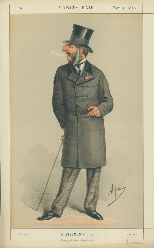 The Hon J C Vivian, Always pleasant always genial, 5 November 1870, Vanity Fair cartoon  by Carlo Pellegrini