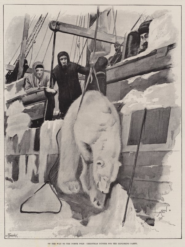 Kuzey Kutbu Yolunda, Keşif Partisi için Noel Yemeği by Cecil Charles Windsor Aldin