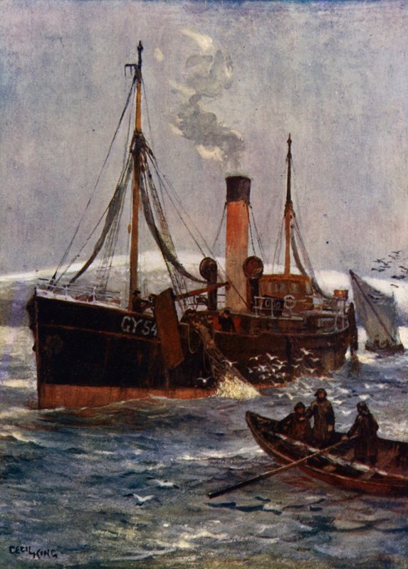 İzlanda Buharlı Trol Gemisi, c.1910 (renkli taş) by Cecil King