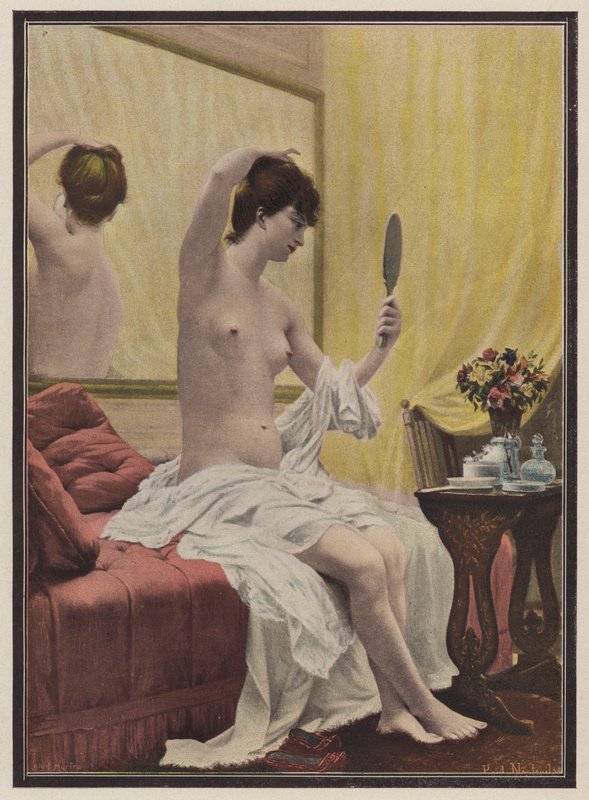 Kadın sabah tuvaletinde (renkli taş) by Celestin Francois (after) Nanteuil