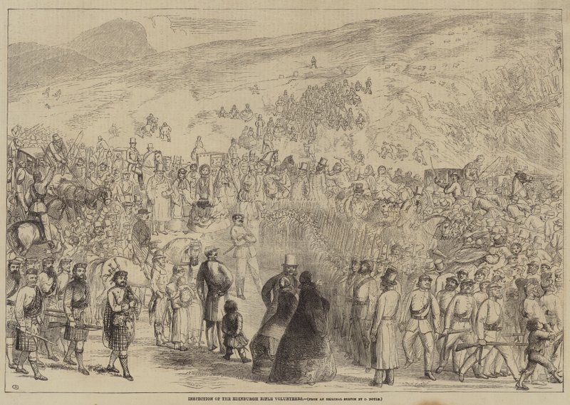 Edinburgh Tüfek Gönüllülerinin Teftişi by Charles Altamont Doyle