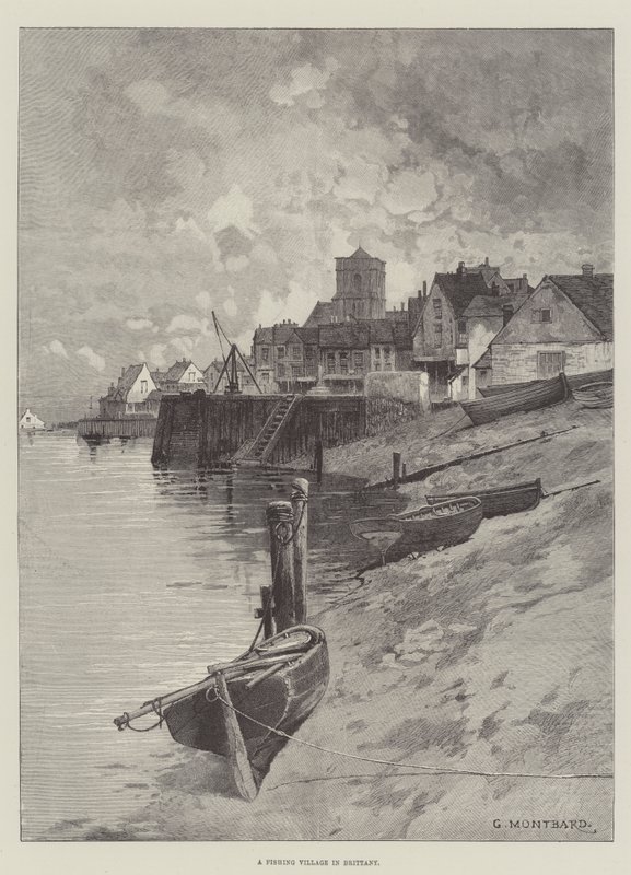 ಬ್ರಿಟಾನಿ ಟರ್ಕ್‌ನಲ್ಲಿರುವ ಮೀನುಗಾರಿಕೆ ಗ್ರಾಮ by Charles Auguste Loye