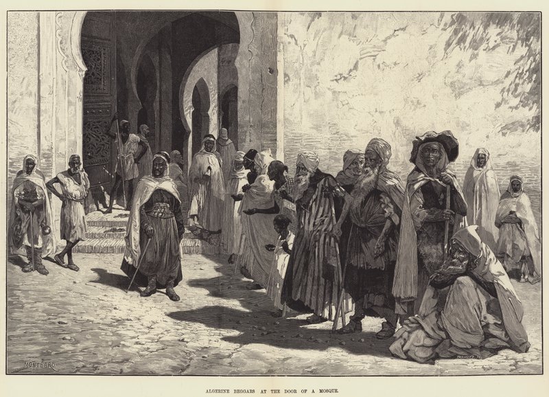 Cezayirli Dilenciler Cami Kapısında by Charles Auguste Loye
