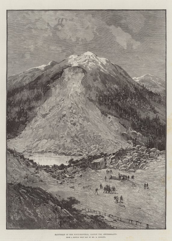 Earthslip in the Schachenthal, Canton Uri, Switzerland  by Charles Auguste Loye