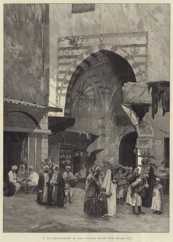 Kahire'deki Khan el-Khalily'de, Kızıldeniz'den Mısırlı Tüccarlar by Charles Auguste Loye