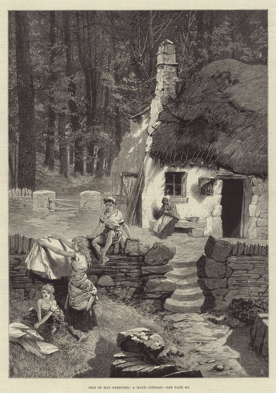Isle of Man Skeçleri, Bir Manx Kulübesi by Charles Auguste Loye