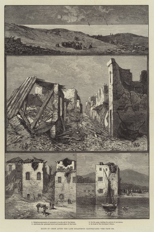 Geç Felaket Depreminden Sonra Sakız Adası'ndaki Harabeler by Charles Auguste Loye