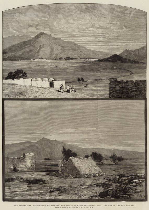 Afgan Savaşı, Maiwand Savaş Alanı ve Binbaşı Blackwood, RHA ve 66. Alay Adamlarının Mezarları by Charles Auguste Loye