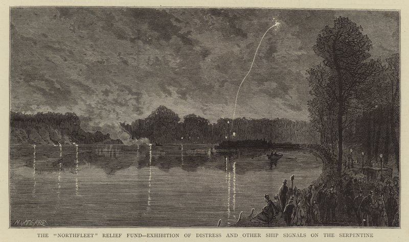 Kuzey Filosu Yardım Fonu, Serpantin Üzerinde Tehlike ve Diğer Gemi İşaretlerinin Sergilenmesi by Charles Auguste Loye