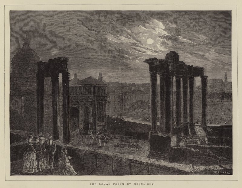 Moonlight tarafından Roma Forumu by Charles Auguste Loye