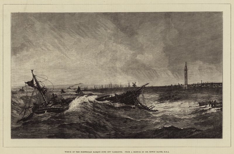 Yarmouth açıklarında Norveç Barque Süveyş