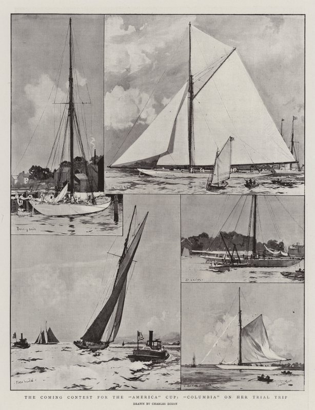Amerika Kupası için Yaklaşan Yarışma, Columbia Deneme Gezisinde by Charles Edward Dixon