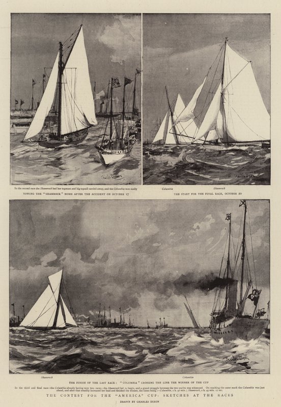Amerika Kupası Yarışması, Yarışlarda Eskizler by Charles Edward Dixon