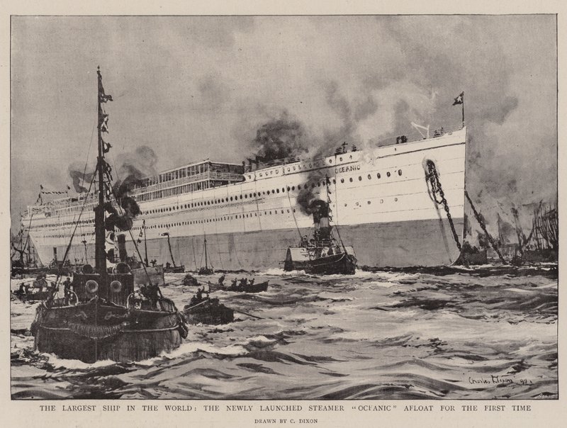 Dünyanın En Büyük Gemisi, İlk Kez Denize Açılan Steamer Oceanic Denizde by Charles Edward Dixon