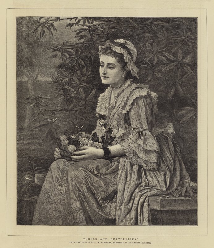 Güller ve Kelebekler by Charles Edward Perugini