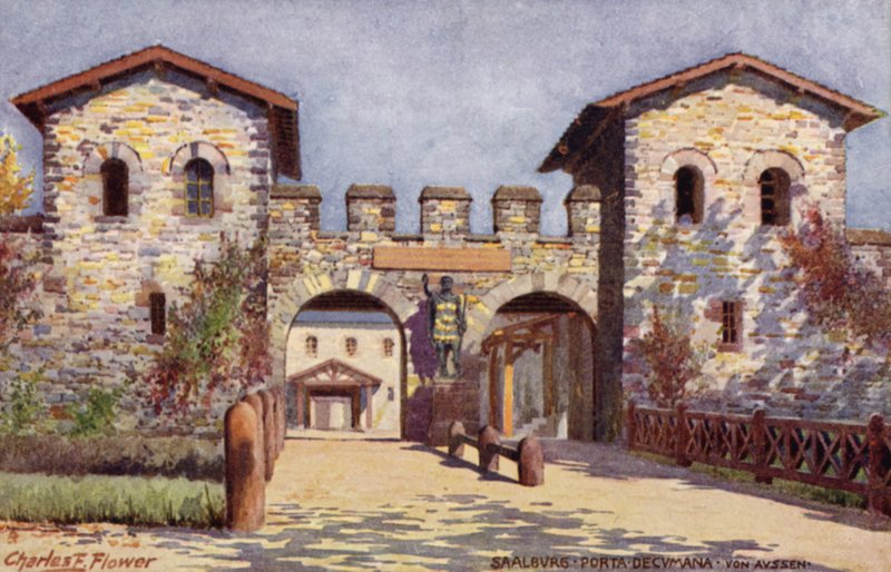 Saalburg, Porta Decumania, dışarıdan by Charles Edwin Flower